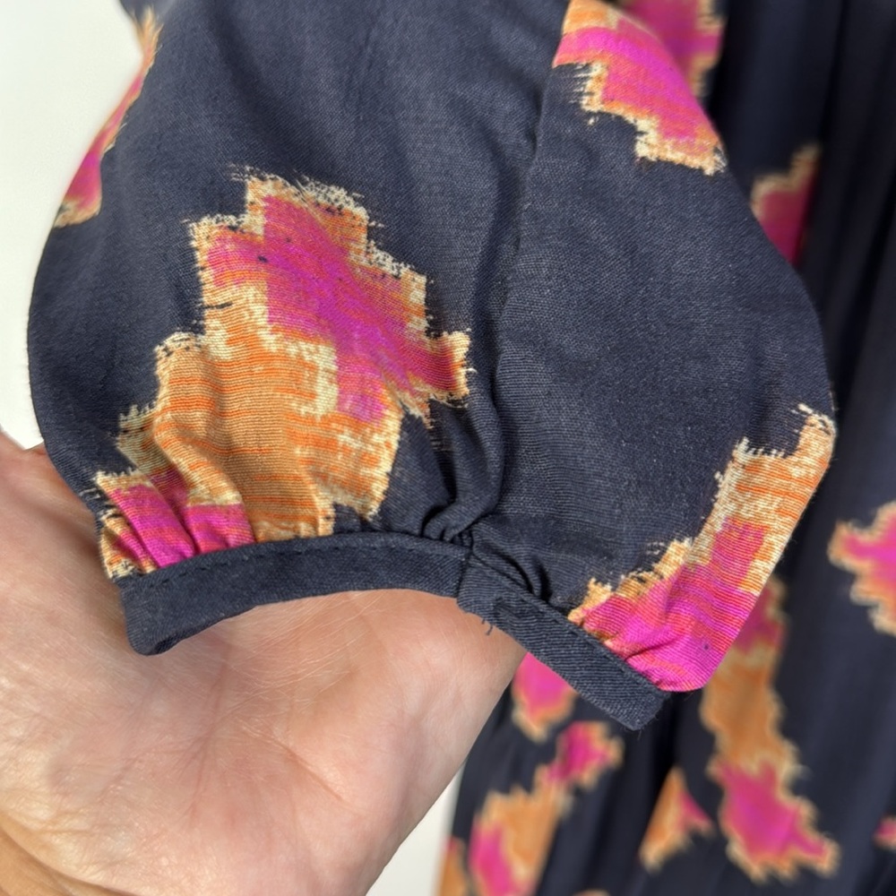 Anthropologie Navy and Pink‎ Balloon Sleeve dress - Size Medium NWOT - Picture 5 of 12